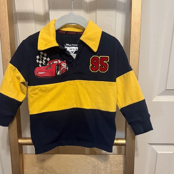 Disney Other - Disney Cars Navy and Yellow Polo Shirt
